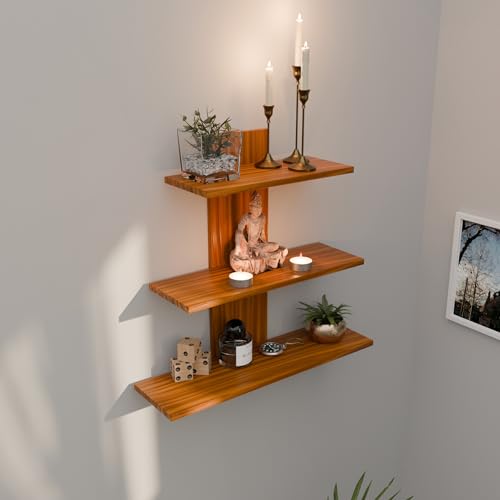 Image of ETIQUETTE ART Engineered Wood Wall Mounted Decorative Shelf Tier 3 Wall Shelves for Home Decor Items