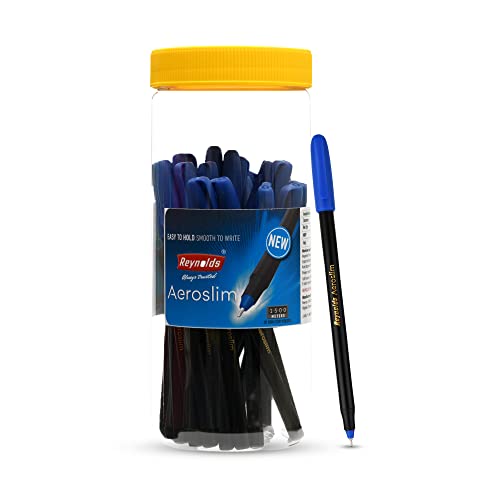 Reynolds AEROSLIM Ball Pen SET - 25 BLUE PENS WITH COMFORTABLE GRIP |BLUE BALL PENS FOR WRITING | PE