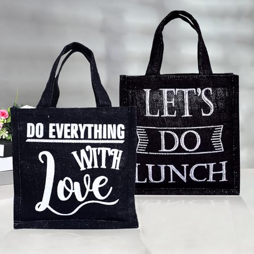 Kuber Industries Lunch Bag | Jute Carry Bag | Lunch Handbag | Lunch Bags for office | Reusable Lunch