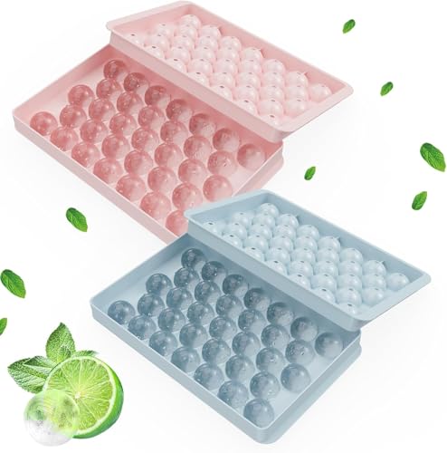 Image of Nirency 33 Cavity Ice Trays for Freezer, Ice Cube Tray, Ice Cube Tray with lid, Round ice Cube Tray 