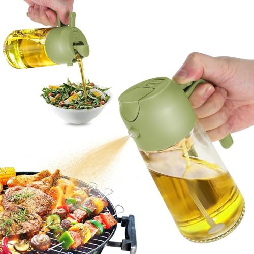 Image of DarkEight 500ml Oil Sprayer for Cooking, 2 in 1 Olive Oil Dispenser Bottle for Kitchen, Premium Glas