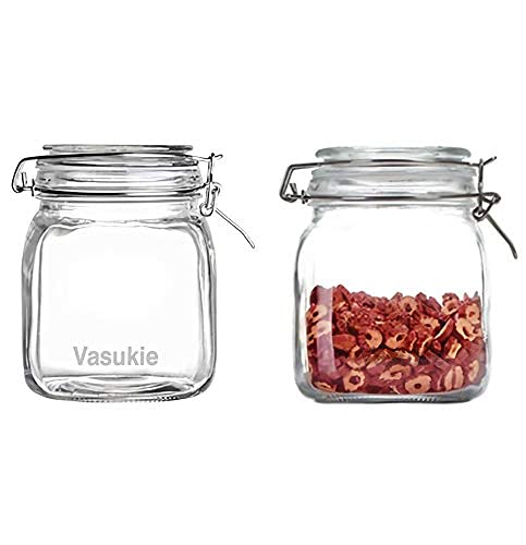 Image of Vasukie Glass Jars with Airtight Lids Wide Mouth Storage Canister Jars Kitchen Storage Buckle Lid Ca